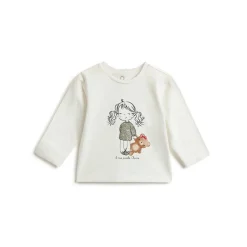 Maglietta a maniche lunghe panna stampata bimba e orsetto – chicco