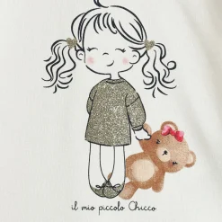 Maglietta a maniche lunghe panna stampata bimba e orsetto – chicco