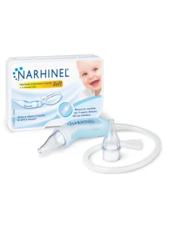 Narhinel aspiratore nasale soft per neonati e bambini, aiuta a liberare il nasino, rimuovendo delicatamente le secrezioni nasali, con 2 ricambi soft