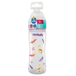 Neobaby biberon plastica collo largo silicone 250ml flusso regolabile rosa 2m+