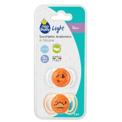 Neobaby succhietto anatomico silicone mini 0m+ arancione 2pz