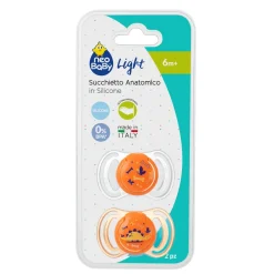 Neobaby succhietto anatomico silicone medio 6m+ arancione 2pz