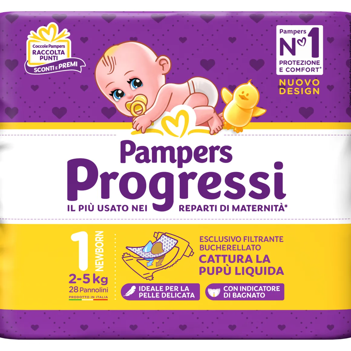 Newborn taglia 1 (2-5 kg) – 28 pz – pampers progressi