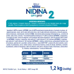 Nidina optipro 2 da 6 mesi, latte di proseguimento in polvere, 1,2 kg (2x600g) – nestlé