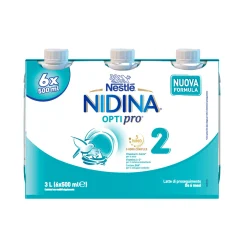 Nidina optipro 2 latte di proseguimento liquido da 6 mesi, 6 brick da 500ml (3l) – nestlé