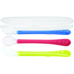 Nuby cucchiaino colori assortiti in silicone con custodia 6m+