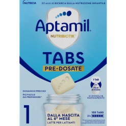 Nutribiotik tabs 1 pre-dosate – latte per lattanti in tabs 0-6 mesi – 21 bustine (105 tabs) – aptamil