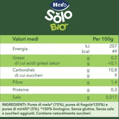 Omogeneizzato mela fragola mirtillo 120 gr – hero solo