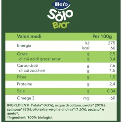 Omogeneizzato patate carote salmone 190 gr – hero solo