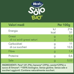 Omogeneizzato pera banana carota 120g – hero solo