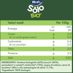 Omogeneizzato verdure lenticchie tacchino bio 190g – hero solo
