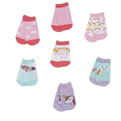 Pack sette paia di calze corte bimba multicolor stampate