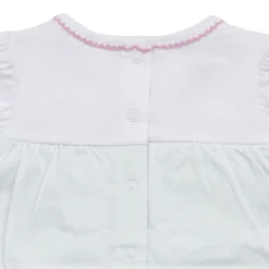 Pagliaccetto jersey bimba bianco gattino e fiocchi