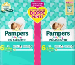 Pampers baby-dry tg.6 xl 15-30kg – 17+17 pz
