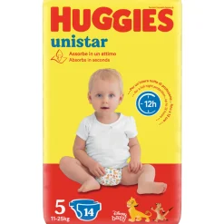 Pannolini unistar 5 pacco singolo 11-25kg – 14 pz – huggies