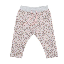 Pantalone felpato bimba grigio stampa maculata