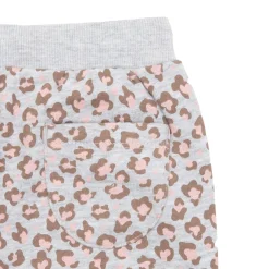 Pantalone felpato bimba grigio stampa maculata