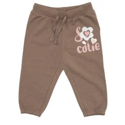 Pantalone felpato bimba marrone stampato