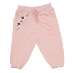Pantalone felpato bimba rosa con patch