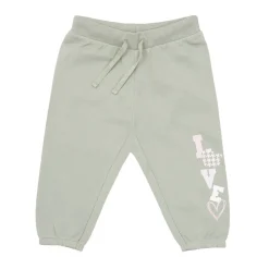 Pantalone felpato bimba verde stampato