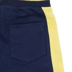 Pantalone felpato bimbo blu/giallo stampato