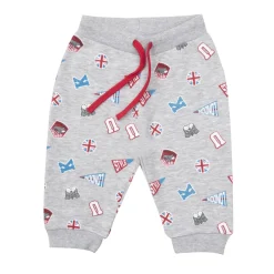Pantalone felpato bimbo grigio chiaro stampato