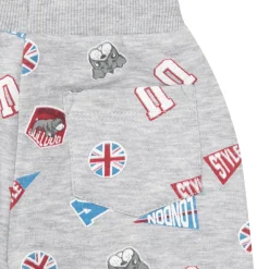 Pantalone felpato bimbo grigio chiaro stampato