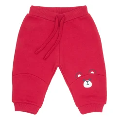 Pantalone felpato bimbo rosso “orsetto”