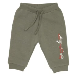 Pantalone felpato bimbo verde con stampa