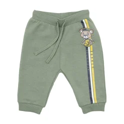 Pantalone french terry bimbo verde stampato