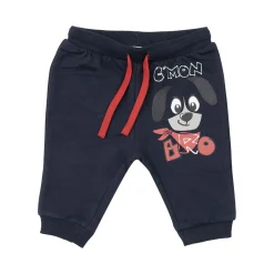 Pantaloni in felpa blu bimbo stampa dog