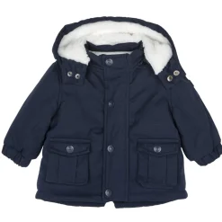 Parka blu lungo imbottito con cappuccio rimovibile – chicco