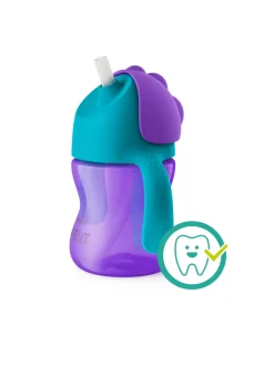 Philips avent tazza con cannuccia 200ml viola/azzurra