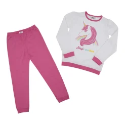Pigiama due pezzi bimba unicorno rosa