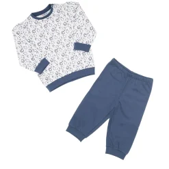 Pigiama due pezzi felpato bimbo bianco/blue stampato