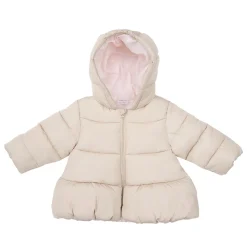 Piumino imbottito con cappuccio bimba beige