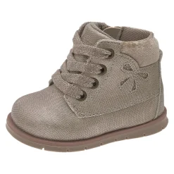 Polacchino formica beige con zip e stringato con fiocco – chicco