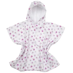 Poncho spugna bimba bianco stampato con cappuccio