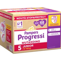 Progressi mutandino taglia 5 junior quadri pacco x68 – pampers