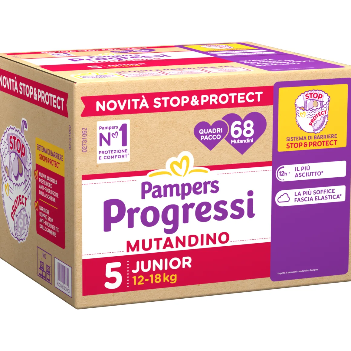 Progressi mutandino taglia 5 junior quadri pacco x68 – pampers