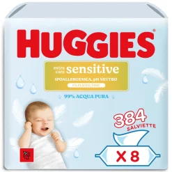 Salviette huggies extra care sensitive 8×48 pezzi