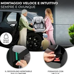 Seggiolino auto comfort up 2 i-size 76-150cm grey – kinderkraft