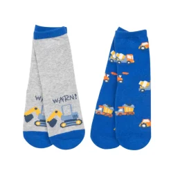 Set 2 paia di calze antiscivolo bimbo “ruspa blu”