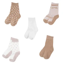 Set 5 paia di calze bimba bianco e marrone