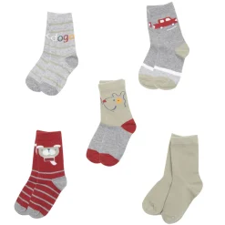 Set 5 paia di calze bimbo grigio e rosso
