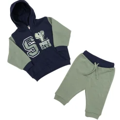 Set 2 pezzi felpa + pantalone bimbo blu/verde