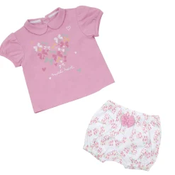 Set 2 pezzi jersey t-shirt e shorts bimba rosa
