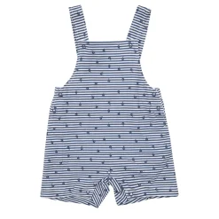 Set 2 pezzi t-shirt mezza manica e salopette bianco/blu