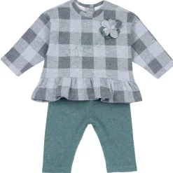 Set 2 pz sweat shirt leggings check con fiore applicato – chicco