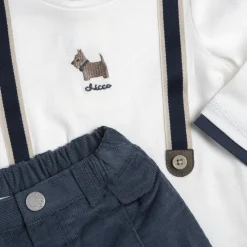 Set 2 pz t-shirt e pantaloni lunghi finte bretelle – chicco